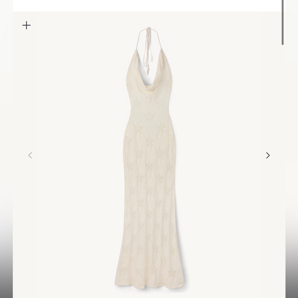 Backless Cream Halter Maxi Dress
